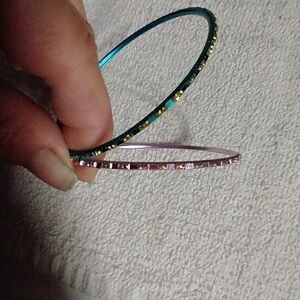 Pair anodized aluminum bangles blue purple